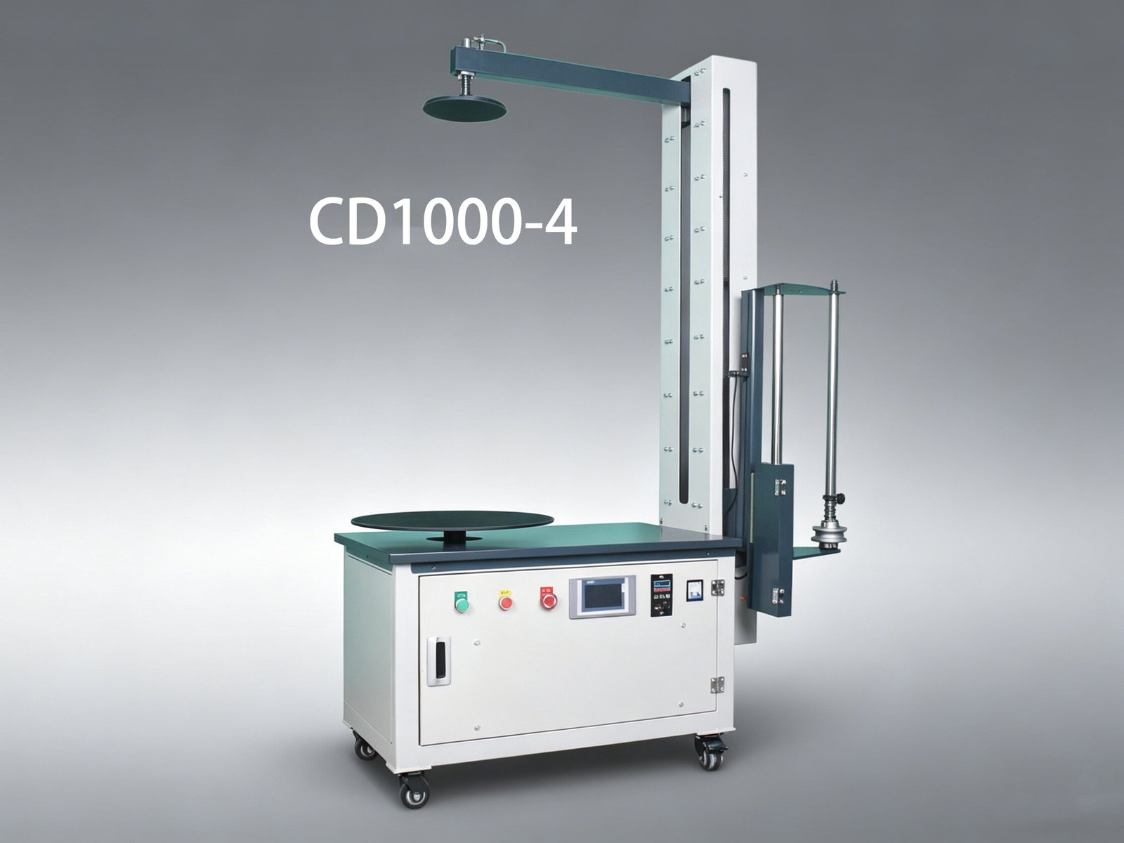 CD1000-4 flagship all-electric stretch wrapping machine with 50cm film rack and automatic cutting for 100cm loads.