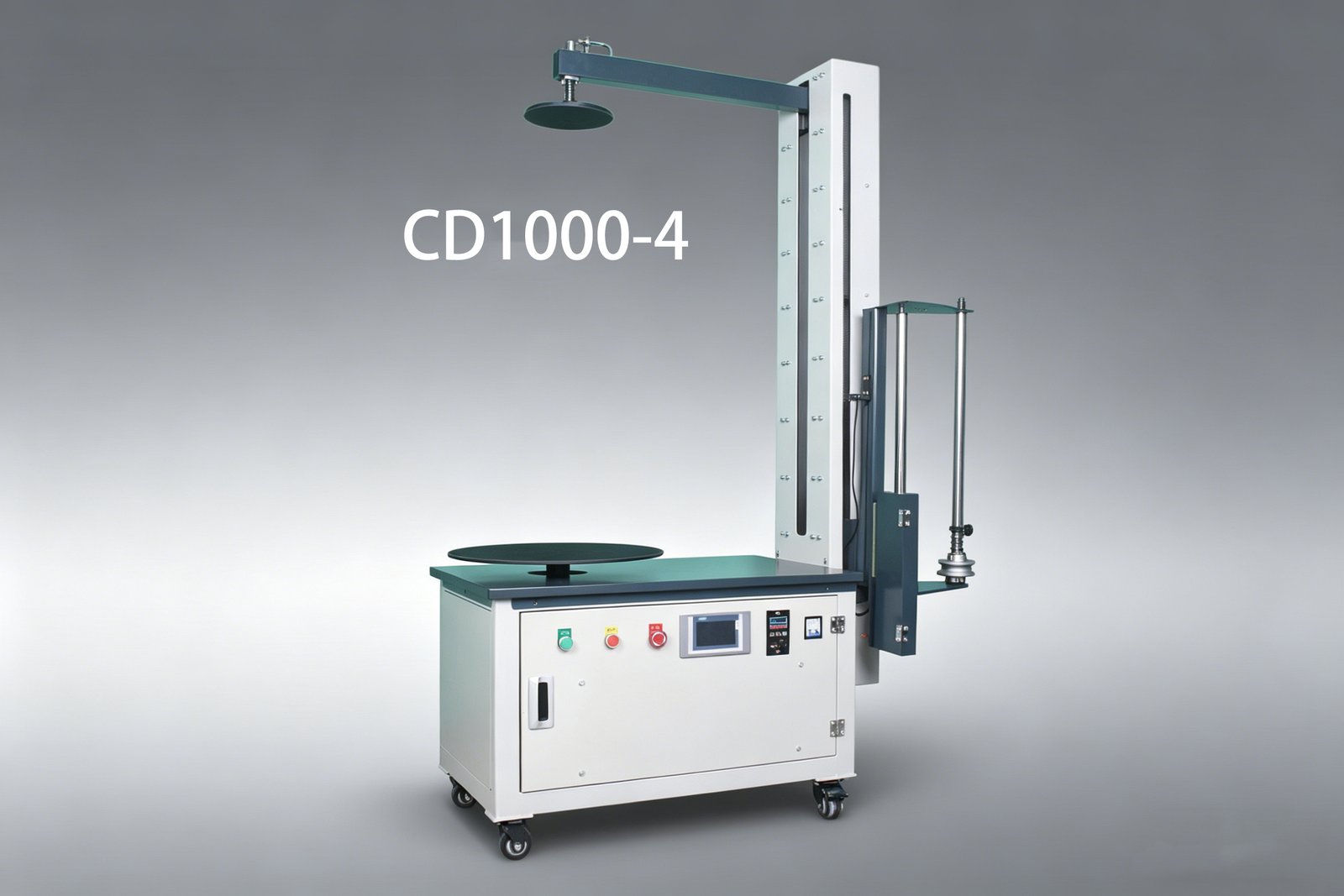 CD1000-4 flagship all-electric stretch wrapping machine with 50cm film rack and automatic cutting for 100cm loads.
