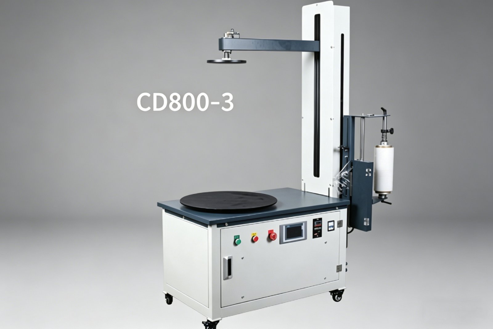 CD800-3 automatic electric stretch wrapping machine with auto-film cutting system for 80cm cartons.