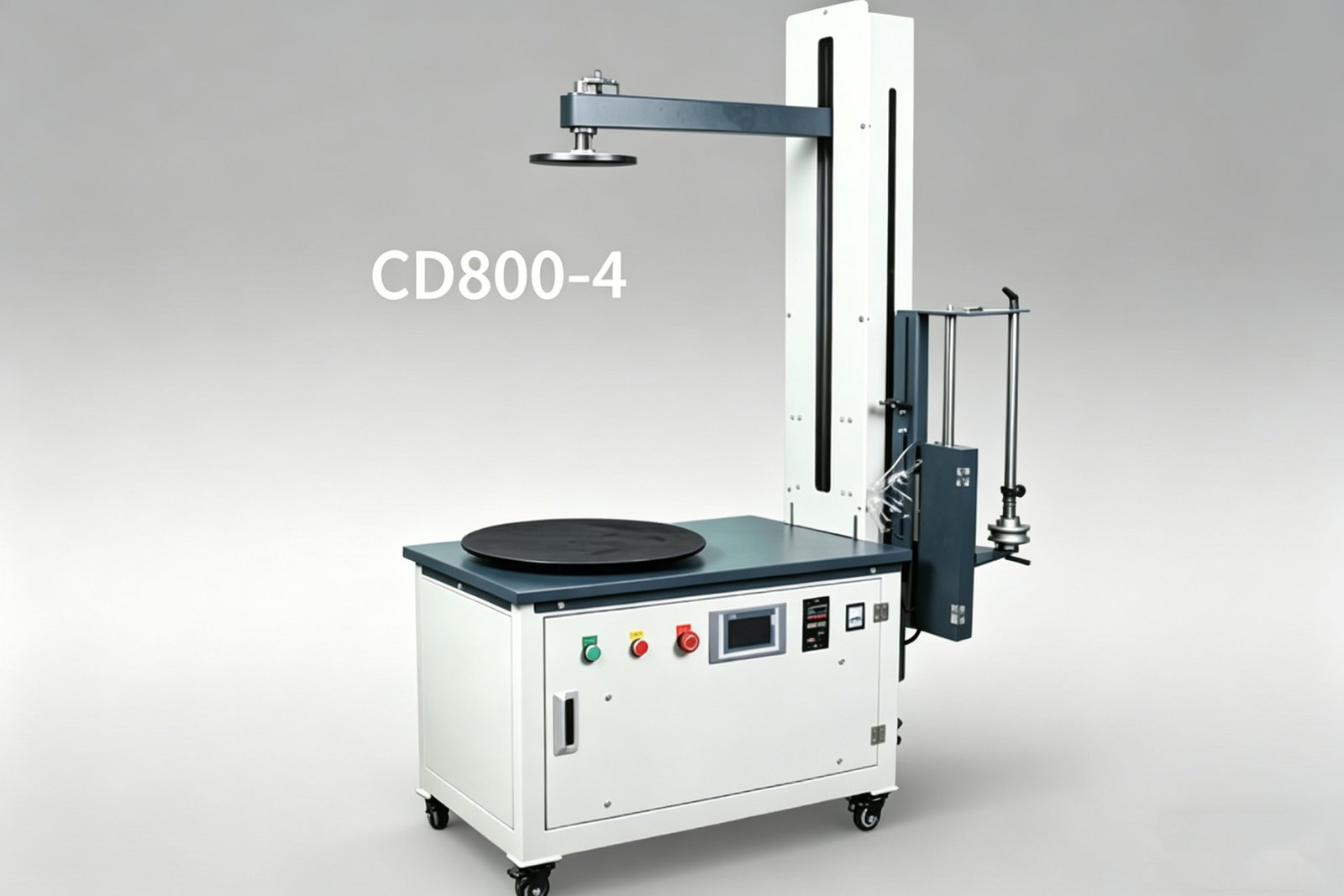 CD800-4 professional electric stretch wrapping machine with 50cm film rack and automatic film cutting.