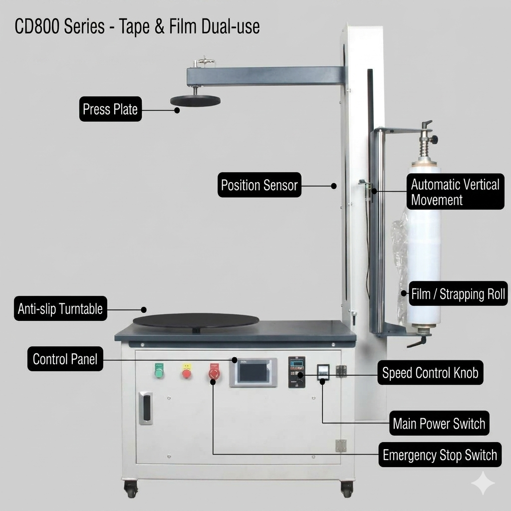 Carton tuntable stretch wrapping machine